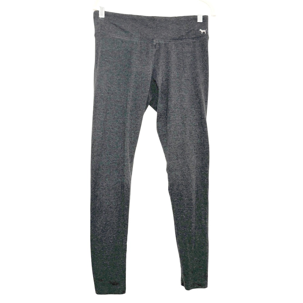 Victoria's Secret PINK Yoga Leggings Charcoal Gray Heather Sparkly Logo Medium